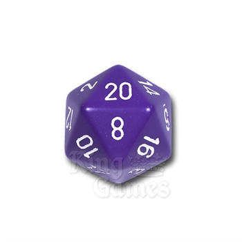 Large D20 - Opaque Purple/White